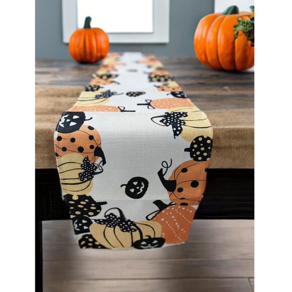Pumpkin Table Runner Decorative Cloth Halloween Party Decoration Fall Home Decor - Picture 8 of 12